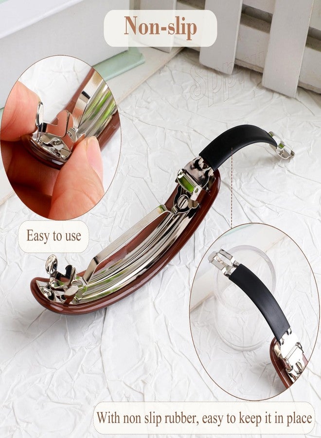 Sppry French Large Arc-shaped Adjustable Hair Clip Barrette for Women, Automatic Clasp (Dark Brown) - Image 5